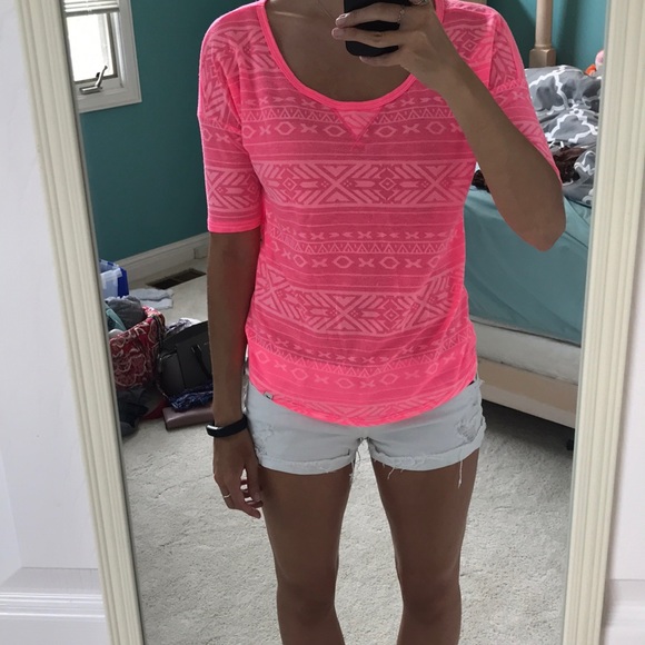 Hollister Tops - Hollister Neon Pink Aztec Top
